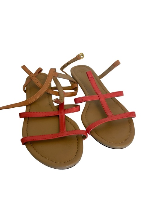 Zara Shoes - Zara Coral Red & Tan Strappy Flat Sandals